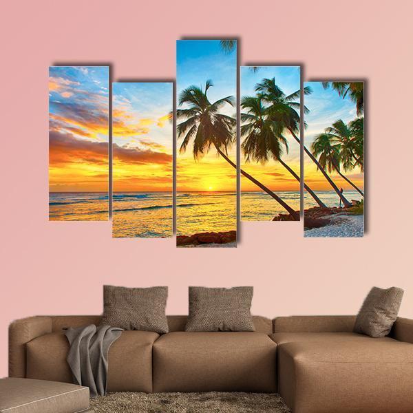 Trees With Sea Canvas Wall Art-5 Pop-Gallery Wrap-47" x 32"-Tiaracle