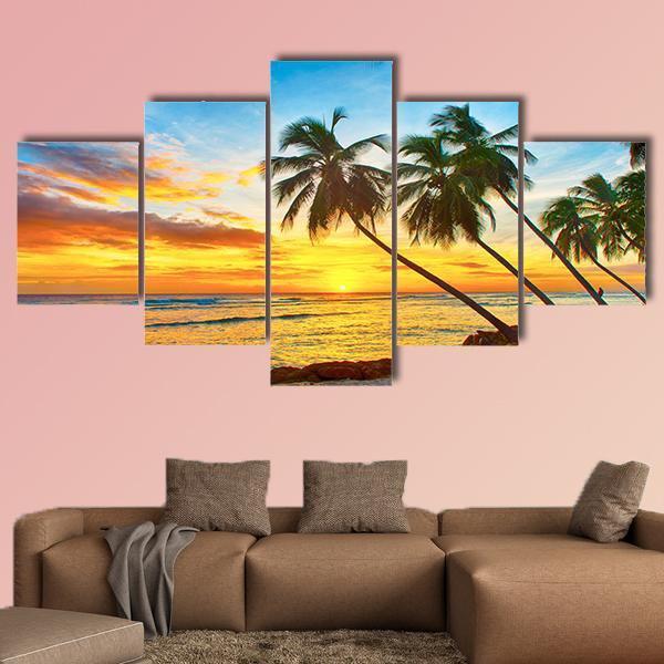 Trees With Sea Canvas Wall Art-5 Star-Gallery Wrap-62" x 32"-Tiaracle