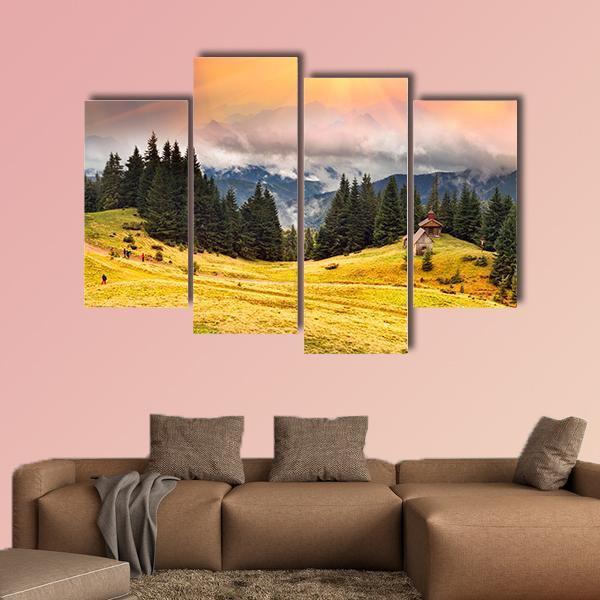 Trekking In The Fall Canvas Wall Art-4 Pop-Gallery Wrap-50" x 32"-Tiaracle