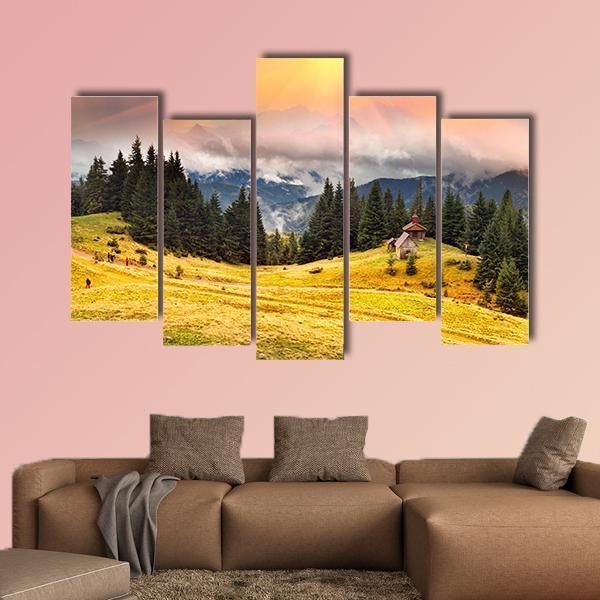Trekking In The Fall Canvas Wall Art-5 Pop-Gallery Wrap-47" x 32"-Tiaracle