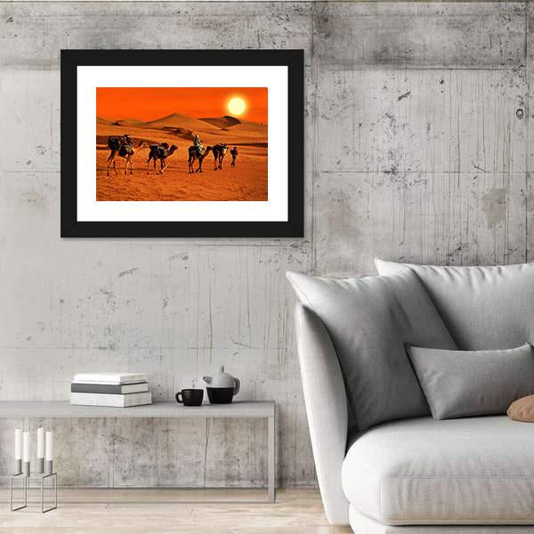 Tribe Passes The Desert In Africa Vertical Canvas Wall Art-3 Vertical-Gallery Wrap-12" x 25"-Tiaracle