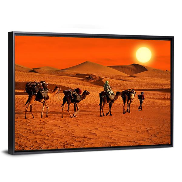 Tribe Passes The Desert In Africa Vertical Canvas Wall Art-3 Vertical-Gallery Wrap-12" x 25"-Tiaracle