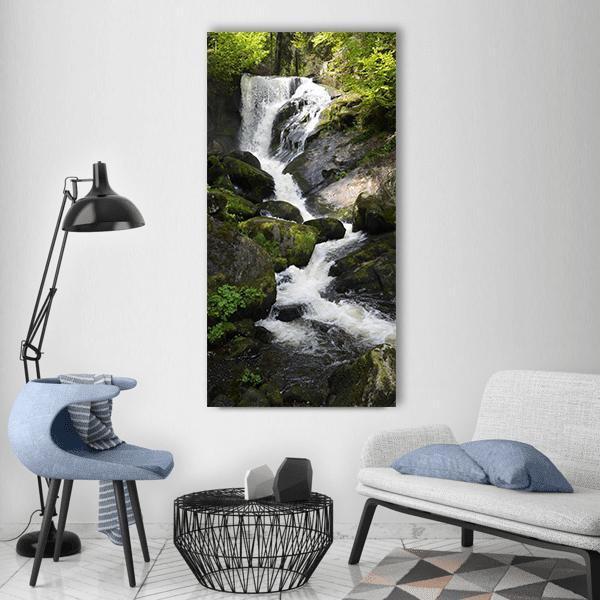 Triberg Waterfall In Germany Vertical Canvas Wall Art-3 Vertical-Gallery Wrap-12" x 25"-Tiaracle