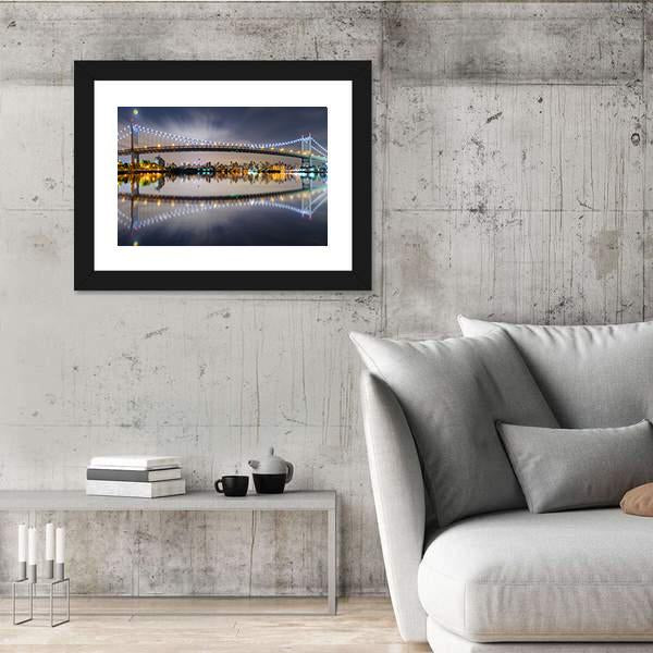Triboro Bridge At Night Panoramic Canvas Wall Art-1 Piece-36" x 12"-Tiaracle