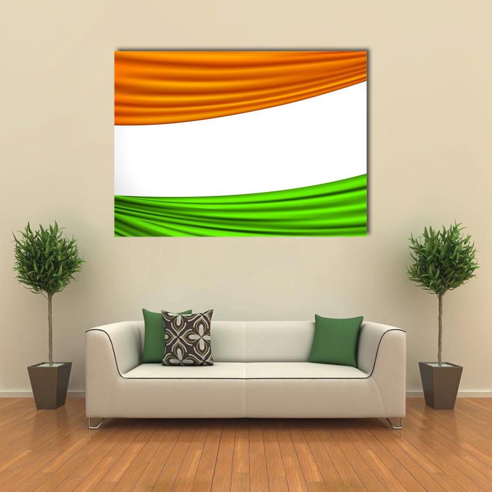 Tricolor Indian Flag Canvas Wall Art-4 Horizontal-Gallery Wrap-34" x 24"-Tiaracle