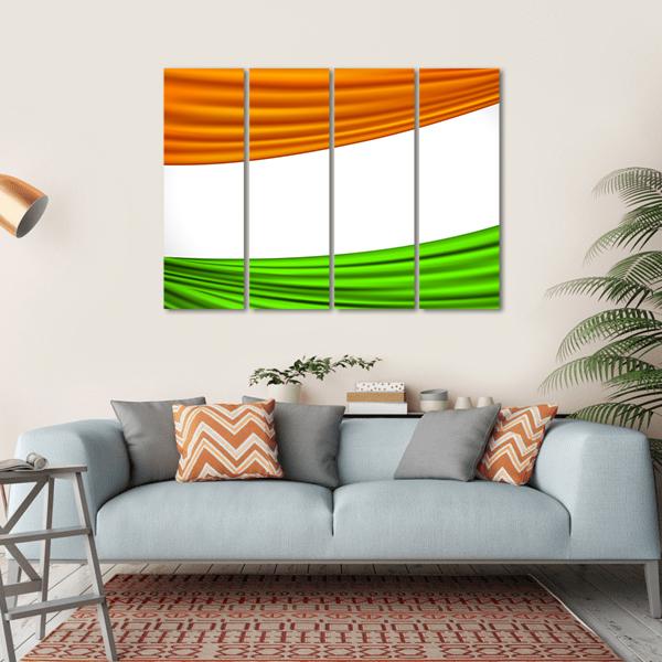 Tricolor Indian Flag Canvas Wall Art-4 Horizontal-Gallery Wrap-34" x 24"-Tiaracle