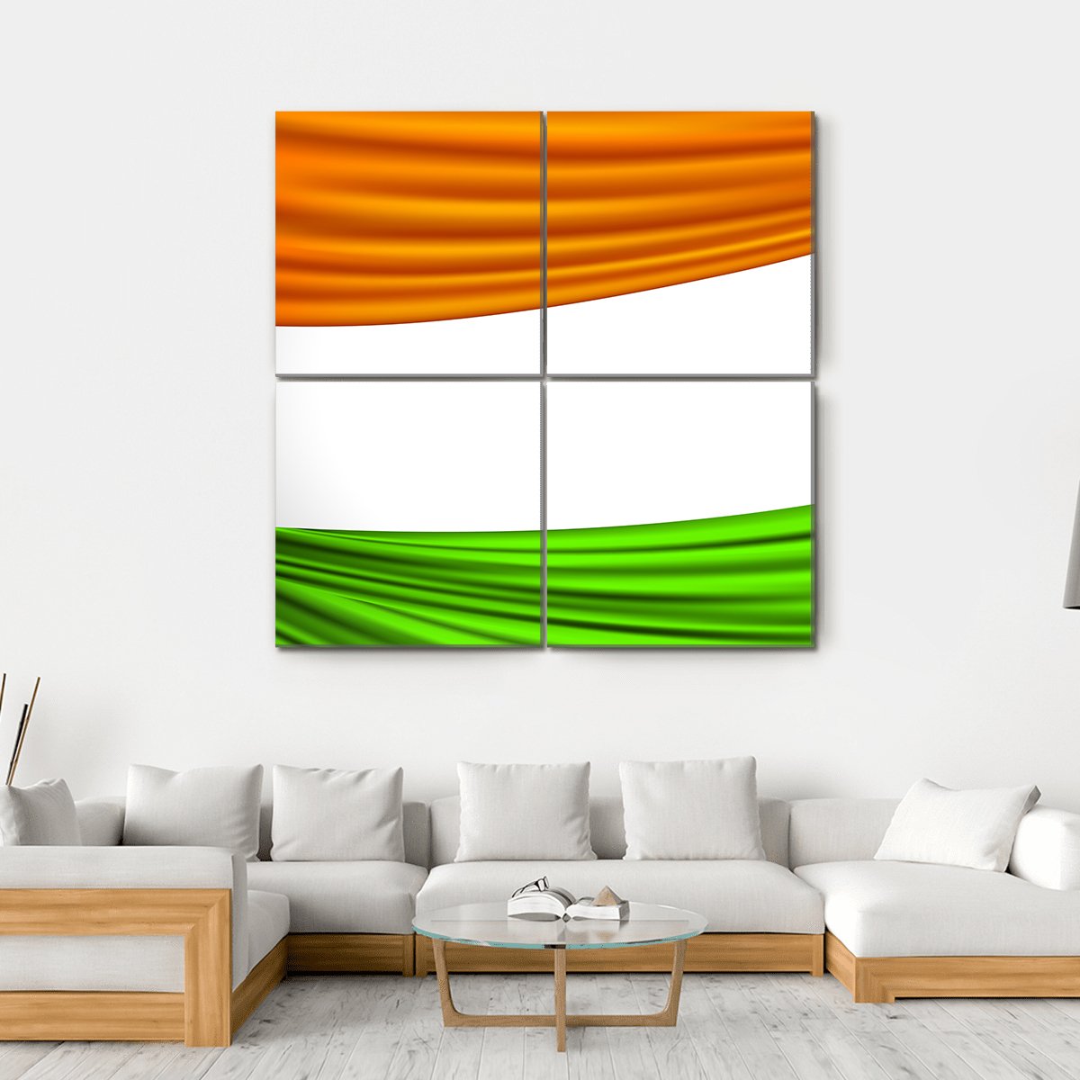 Tricolor Indian Flag Canvas Wall Art-4 Square-Gallery Wrap-17" x 17"-Tiaracle