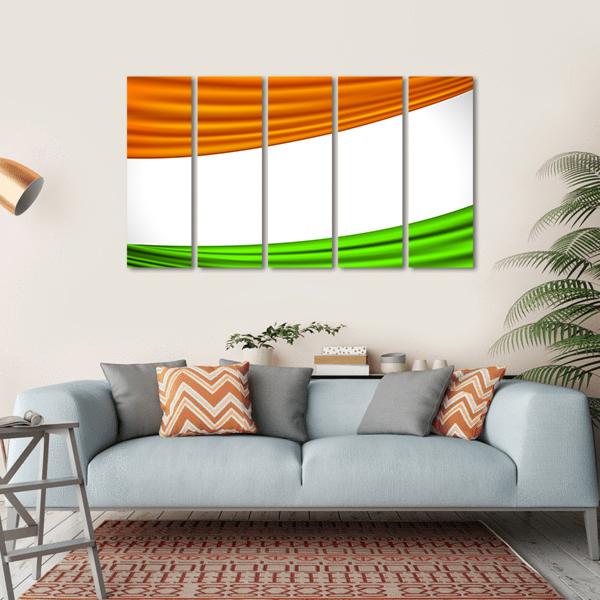 Tricolor Indian Flag Canvas Wall Art-5 Horizontal-Gallery Wrap-22" x 12"-Tiaracle