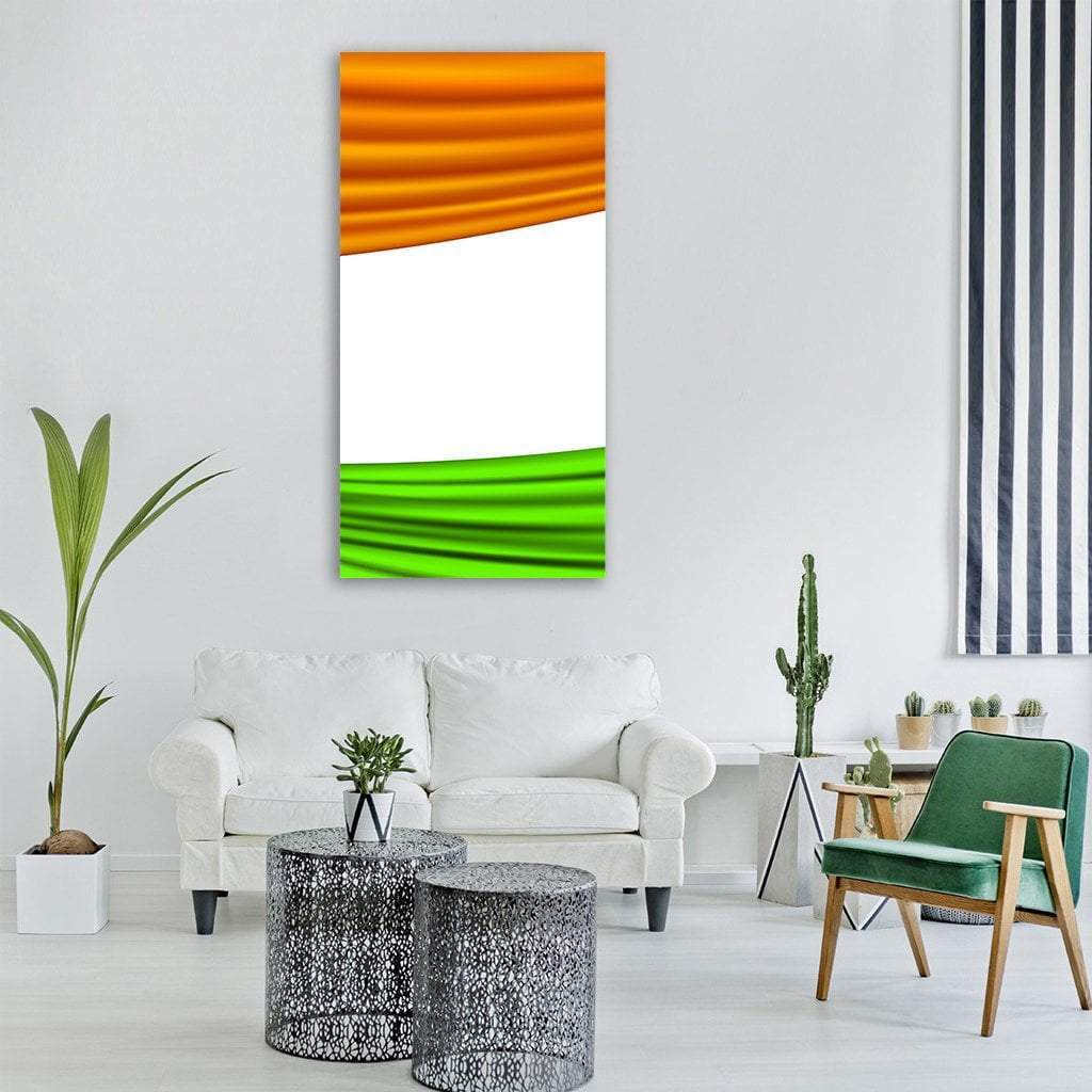 Tricolor Indian Flag Vertical Canvas Wall Art-3 Vertical-Gallery Wrap-12" x 25"-Tiaracle
