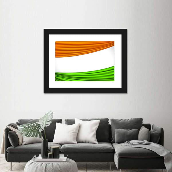 Tricolor Indian Flag Vertical Canvas Wall Art-3 Vertical-Gallery Wrap-12" x 25"-Tiaracle