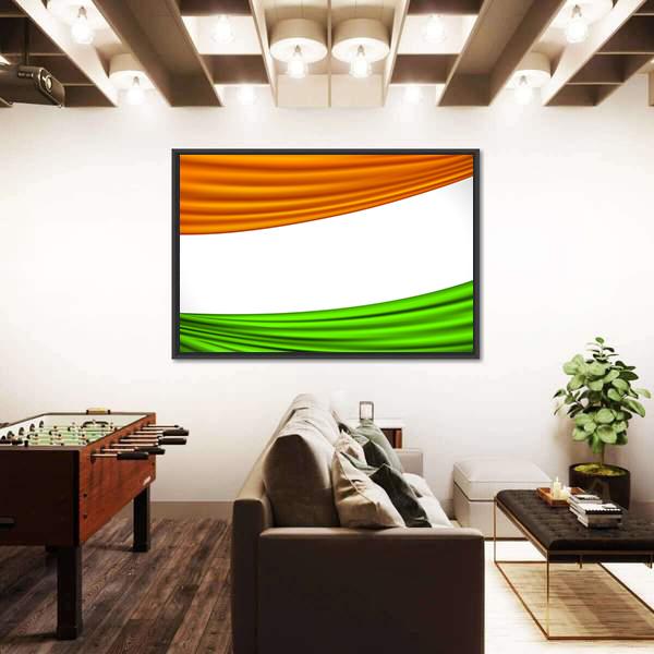 Tricolor Indian Flag Vertical Canvas Wall Art-3 Vertical-Gallery Wrap-12" x 25"-Tiaracle