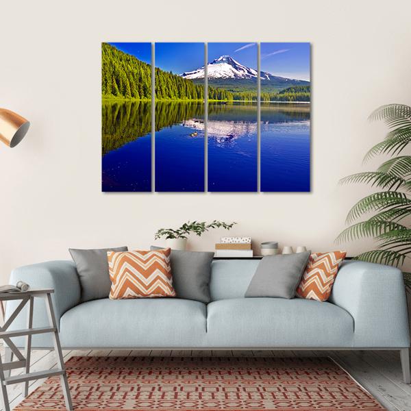 Trillium Lake And Mt Hood Canvas Wall Art-4 Horizontal-Gallery Wrap-34" x 24"-Tiaracle