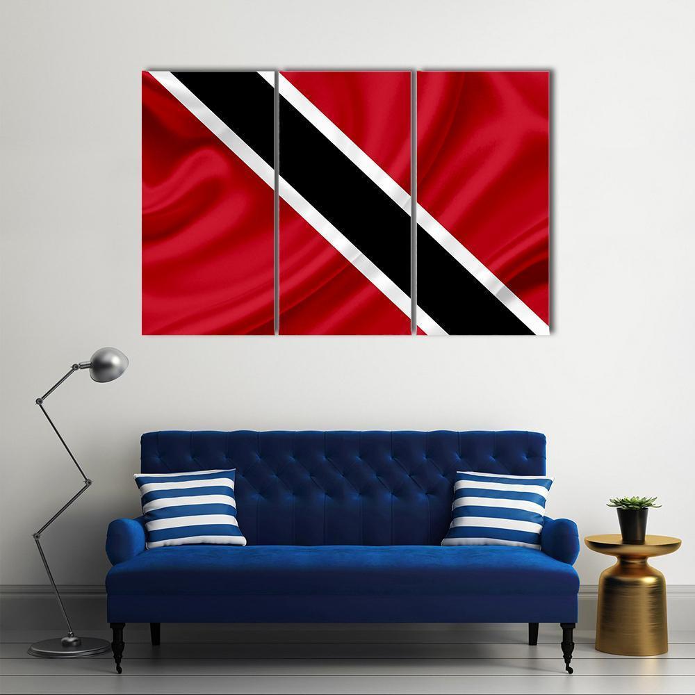 Waving Trinidad &amp; Tobago Flag Canvas Wall Art-3 Horizontal-Gallery Wrap-37" x 24"-Tiaracle