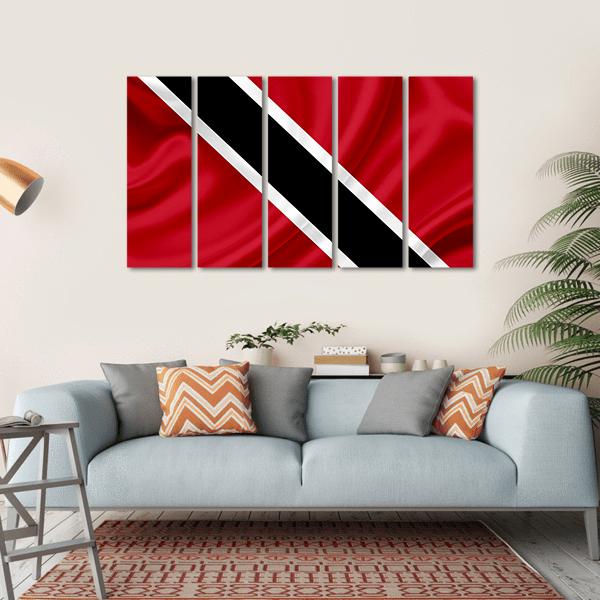 Waving Trinidad & Tobago Flag Canvas Wall Art-5 Horizontal-Gallery Wrap-22" x 12"-Tiaracle