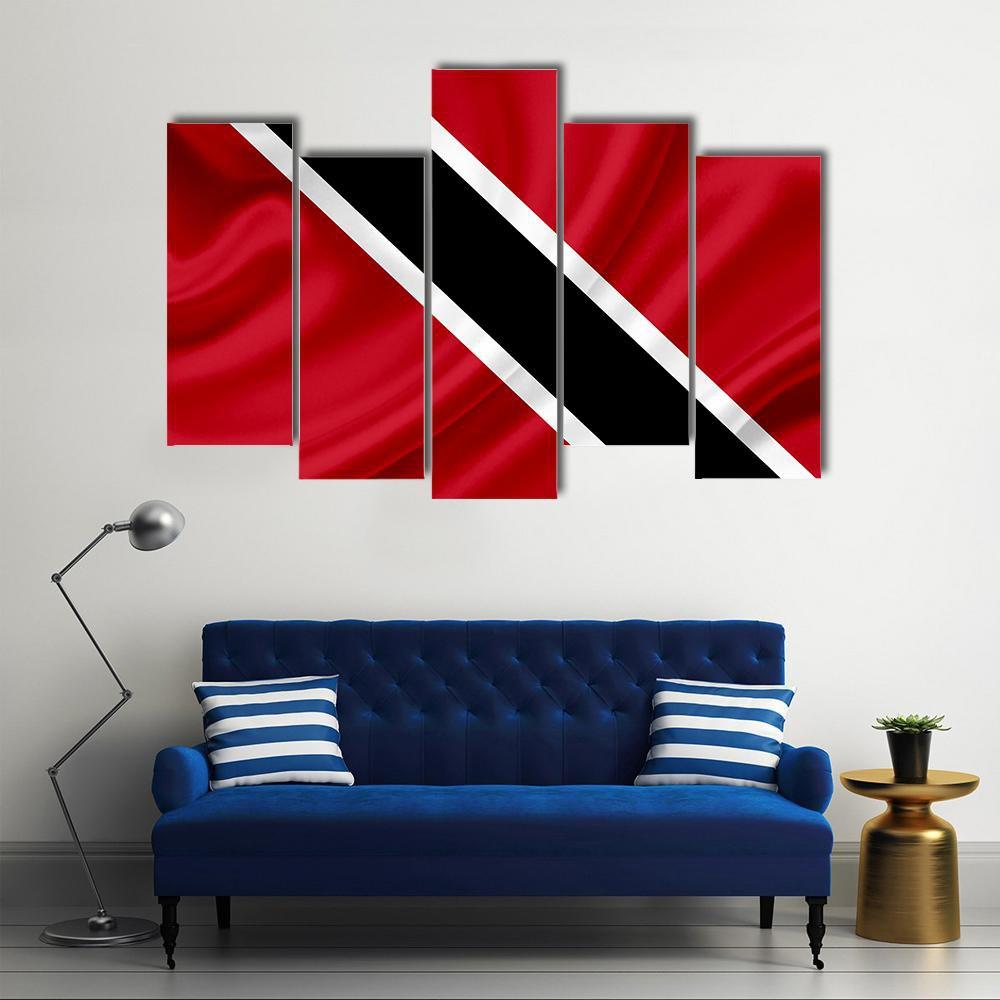 Waving Trinidad & Tobago Flag Canvas Wall Art-5 Pop-Gallery Wrap-47" x 32"-Tiaracle