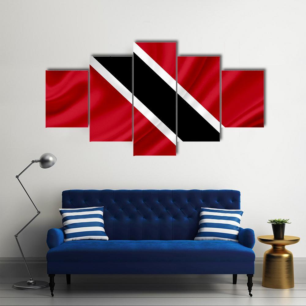 Waving Trinidad &amp; Tobago Flag Canvas Wall Art-5 Star-Gallery Wrap-62" x 32"-Tiaracle