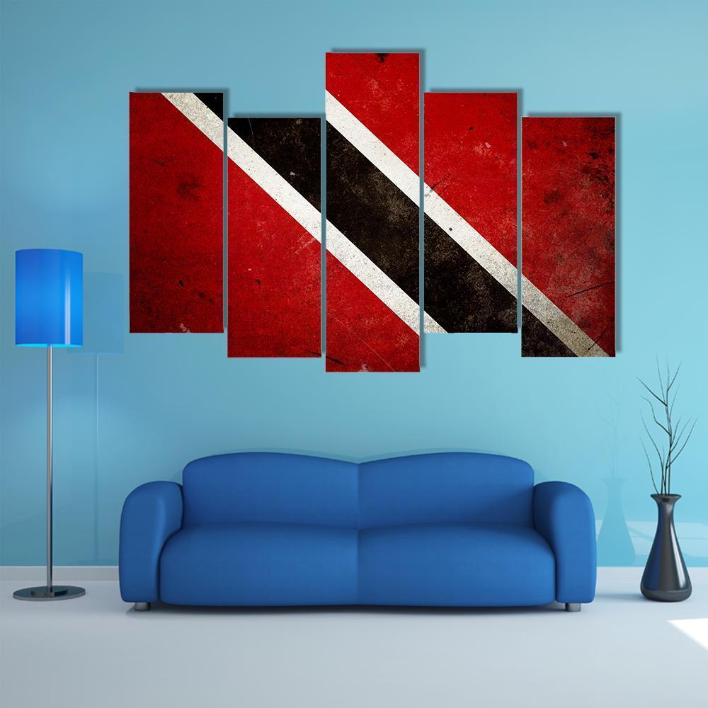 Trinidad &amp; Tobago Flag Canvas Wall Art-5 Pop-Gallery Wrap-47" x 32"-Tiaracle