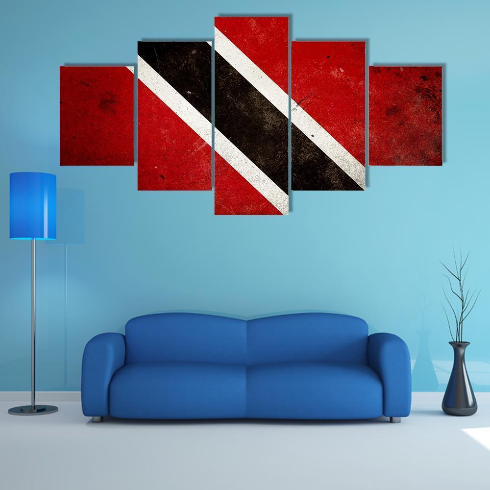 Trinidad & Tobago Flag Canvas Wall Art-5 Star-Gallery Wrap-62" x 32"-Tiaracle