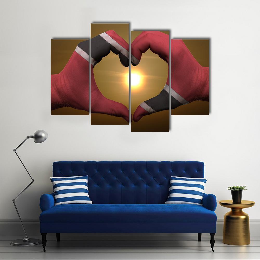 Trinidad &amp; Tobago Flag On Hands Canvas Wall Art-4 Pop-Gallery Wrap-50" x 32"-Tiaracle