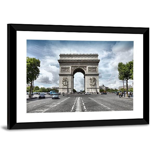Triumphal Arch France Canvas Wall Art-3 Horizontal-Gallery Wrap-25" x 16"-Tiaracle