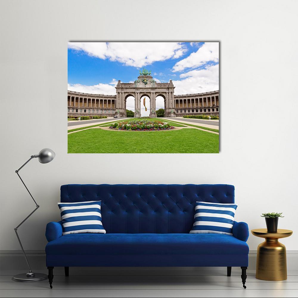 Triumphal Arch in Brussels Canvas Wall Art-5 Star-Gallery Wrap-62" x 32"-Tiaracle