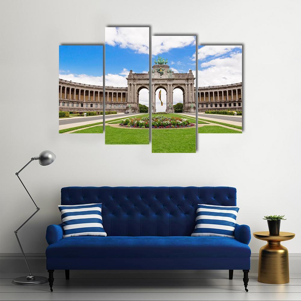 Triumphal Arch in Brussels Canvas Wall Art-4 Pop-Gallery Wrap-50" x 32"-Tiaracle