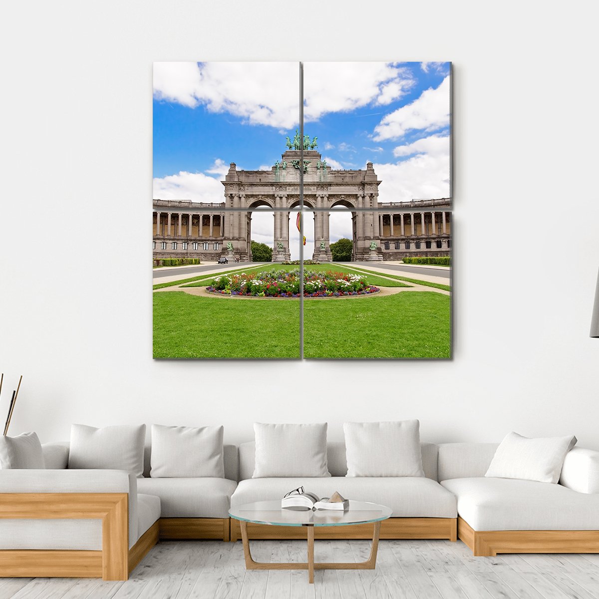 Triumphal Arch in Brussels Canvas Wall Art-4 Square-Gallery Wrap-17" x 17"-Tiaracle