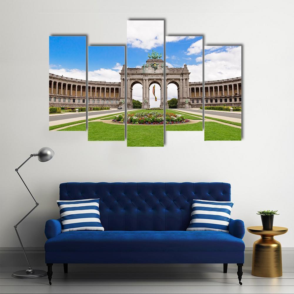 Triumphal Arch in Brussels Canvas Wall Art-5 Pop-Gallery Wrap-47" x 32"-Tiaracle