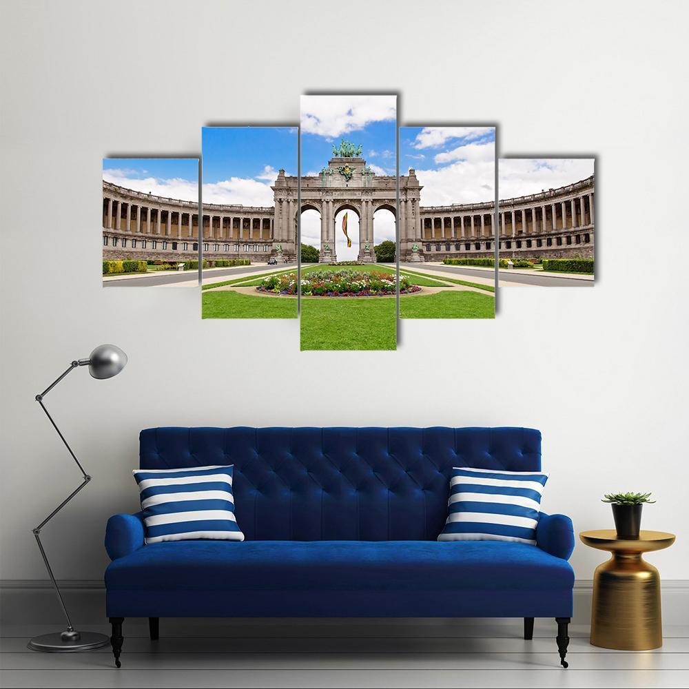 Triumphal Arch in Brussels Canvas Wall Art-5 Star-Gallery Wrap-62" x 32"-Tiaracle