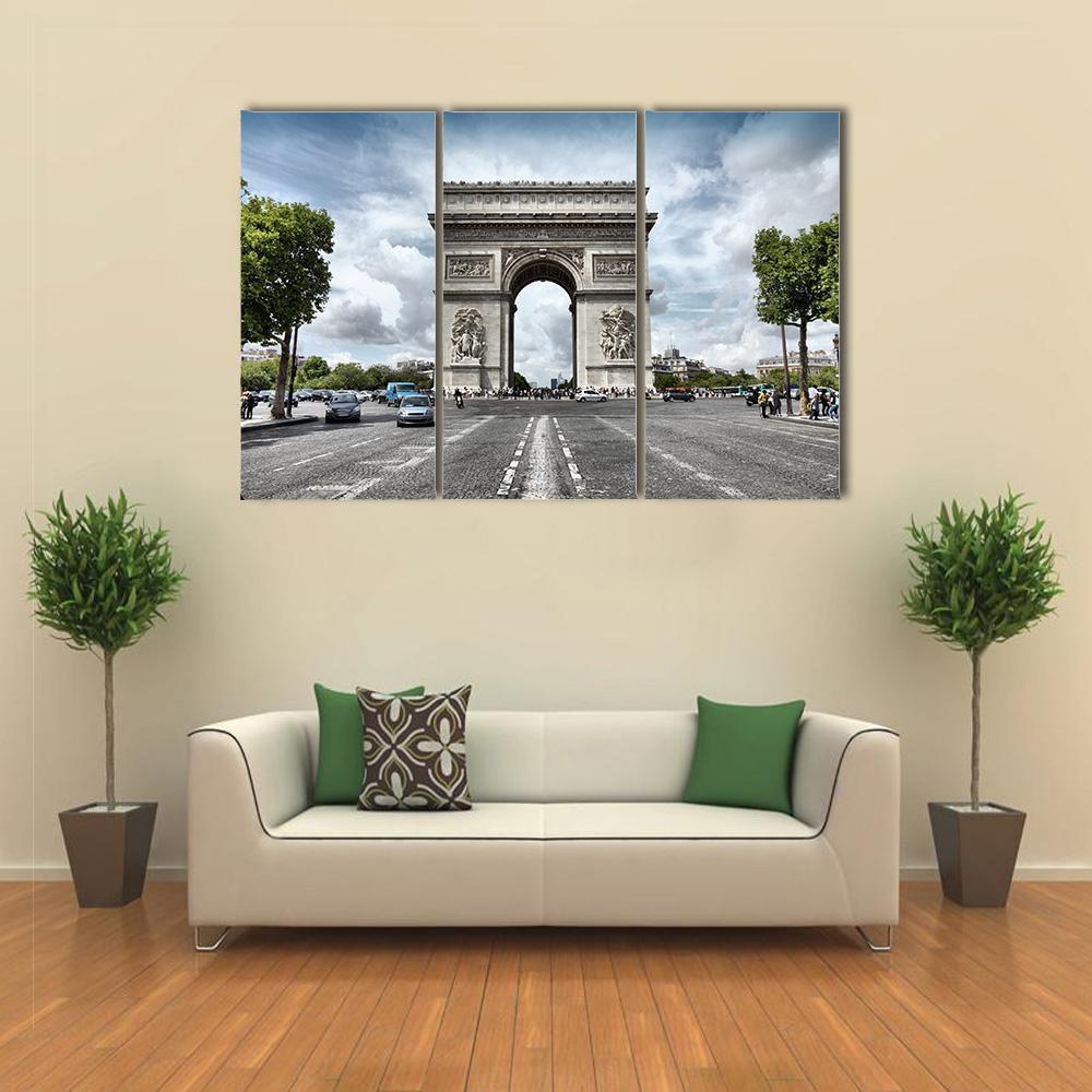 Triumphal Arch France Canvas Wall Art-3 Horizontal-Gallery Wrap-37" x 24"-Tiaracle