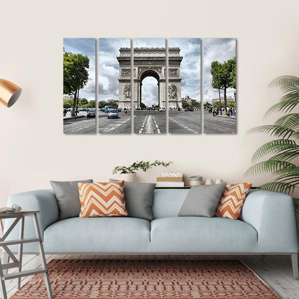 Triumphal Arch France Canvas Wall Art-5 Horizontal-Gallery Wrap-22" x 12"-Tiaracle
