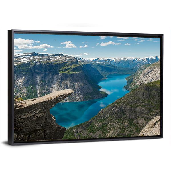 Trolltunga Rock Formation Canvas Wall Art-3 Horizontal-Gallery Wrap-25" x 16"-Tiaracle