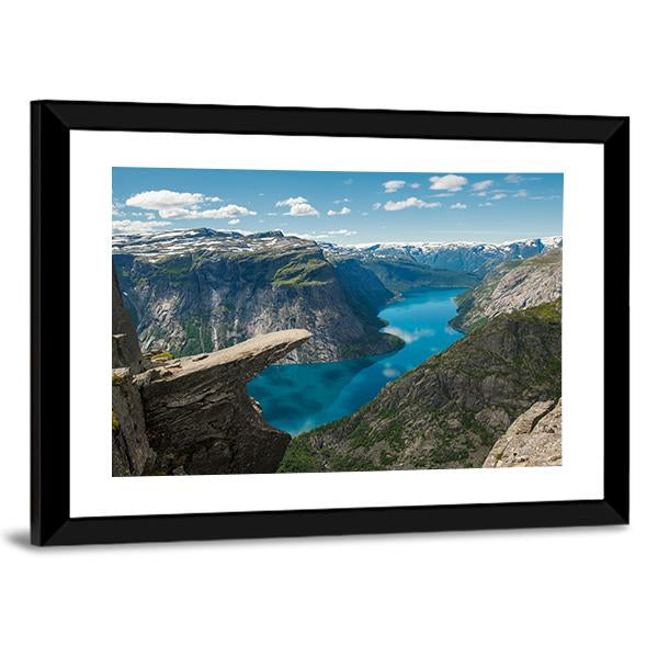 Trolltunga Rock Formation Canvas Wall Art-3 Horizontal-Gallery Wrap-25" x 16"-Tiaracle