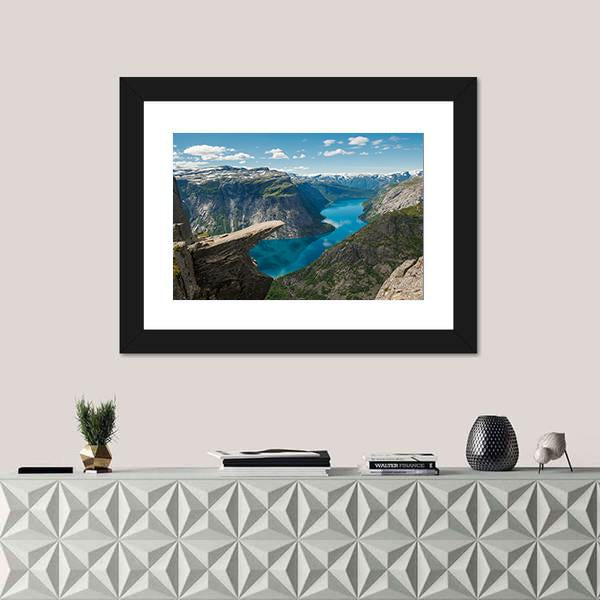 Trolltunga Rock Formation Canvas Wall Art-3 Horizontal-Gallery Wrap-25" x 16"-Tiaracle