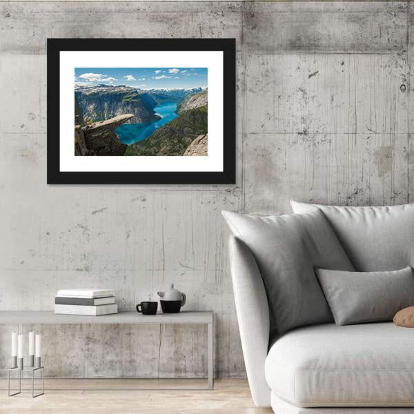 Trolltunga Rock Formation Canvas Wall Art-3 Horizontal-Gallery Wrap-25" x 16"-Tiaracle