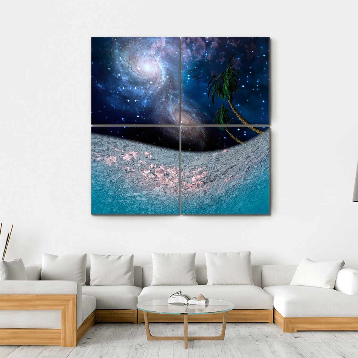 Tropic Night Underwater Scene Canvas Wall Art-4 Square-Gallery Wrap-17" x 17"-Tiaracle