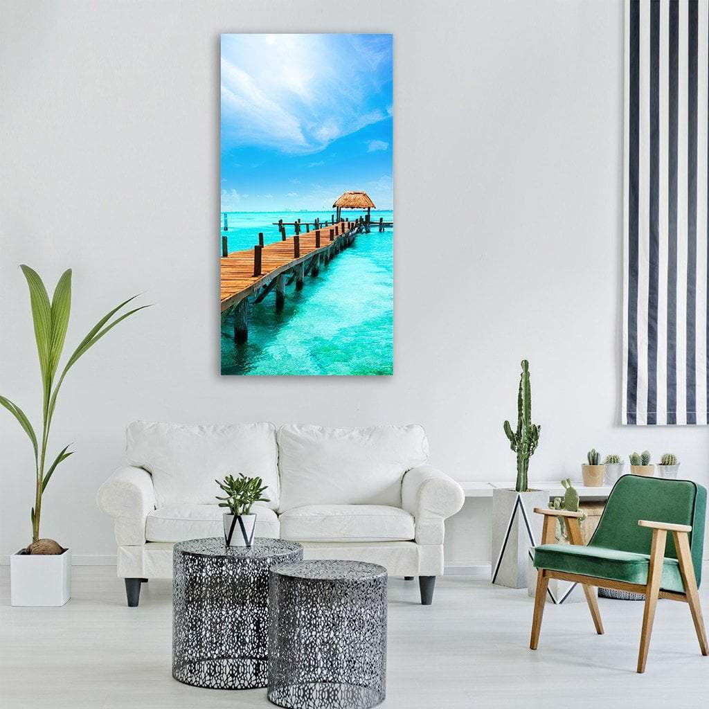 Tropic Paradise Jetty Mexico Vertical Canvas Wall Art-1 Vertical-Gallery Wrap-12" x 24"-Tiaracle