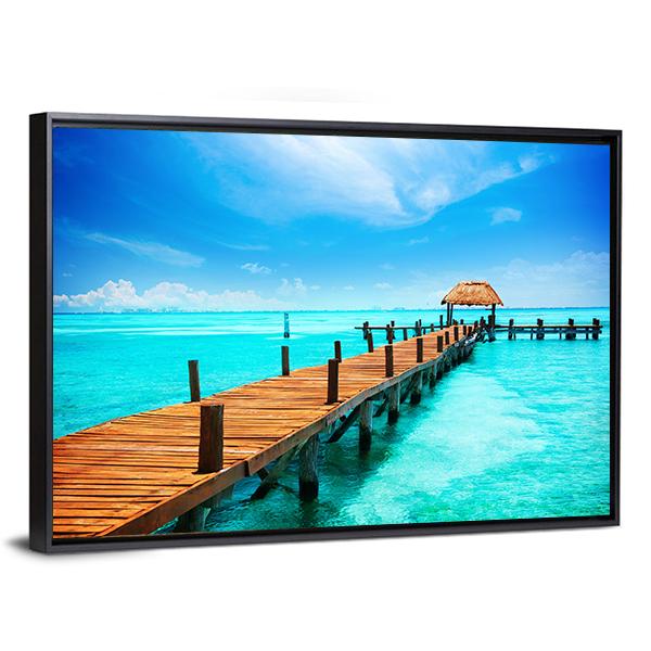 Tropic Paradise Jetty Mexico Vertical Canvas Wall Art-3 Vertical-Gallery Wrap-12" x 25"-Tiaracle