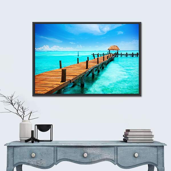 Tropic Paradise Jetty Mexico Vertical Canvas Wall Art-3 Vertical-Gallery Wrap-12" x 25"-Tiaracle