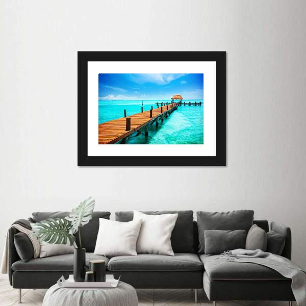 Tropic Paradise Jetty Mexico Canvas Wall Art-1 Piece-Framed Print-20" x 16"-Tiaracle