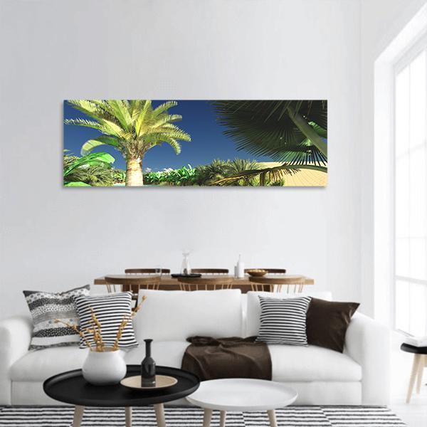 Tropical Arabic Beach Panoramic Canvas Wall Art-1 Piece-36" x 12"-Tiaracle
