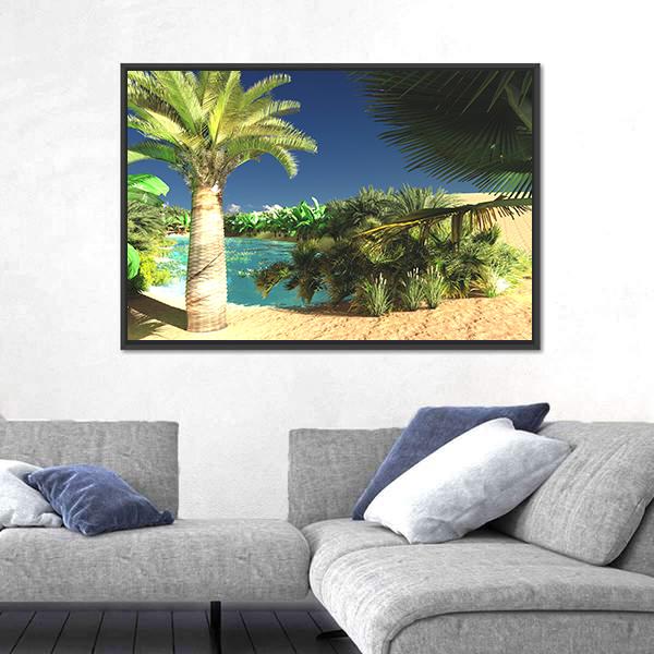 Tropical Arabic Beach Panoramic Canvas Wall Art-1 Piece-36" x 12"-Tiaracle