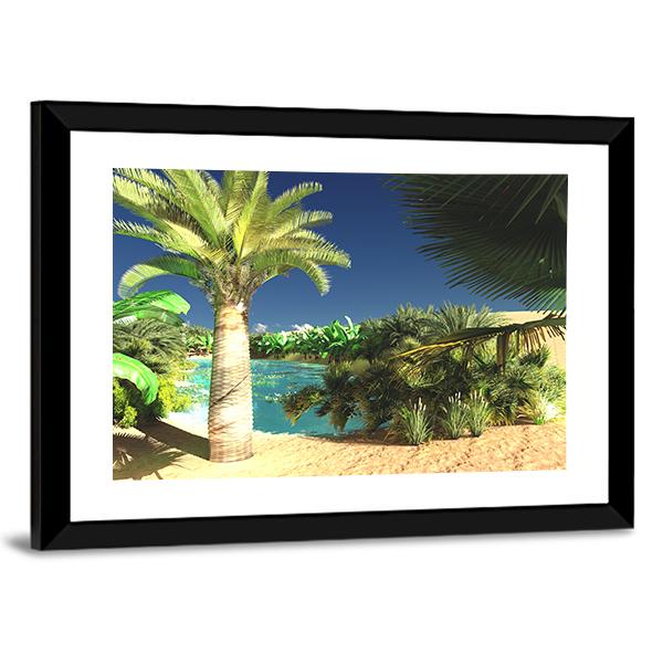 Tropical Arabic Beach Panoramic Canvas Wall Art-1 Piece-36" x 12"-Tiaracle