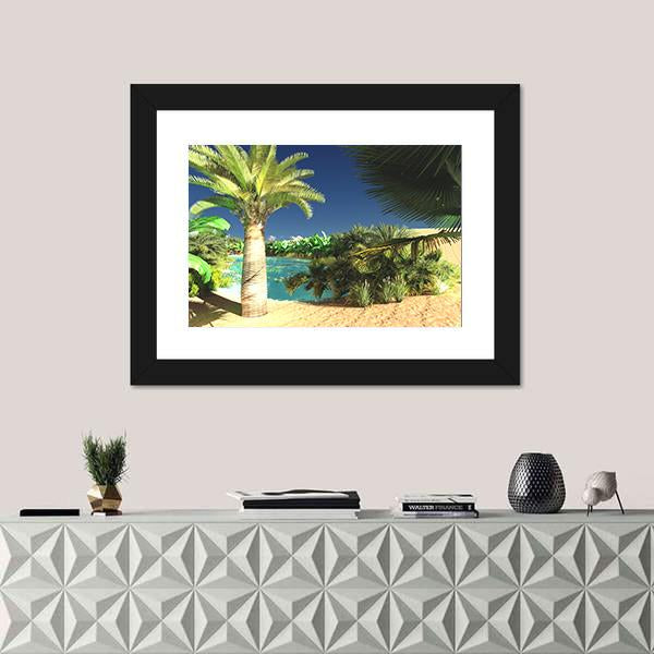 Tropical Arabic Beach Panoramic Canvas Wall Art-1 Piece-36" x 12"-Tiaracle