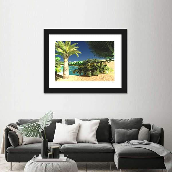Tropical Arabic Beach Panoramic Canvas Wall Art-1 Piece-36" x 12"-Tiaracle