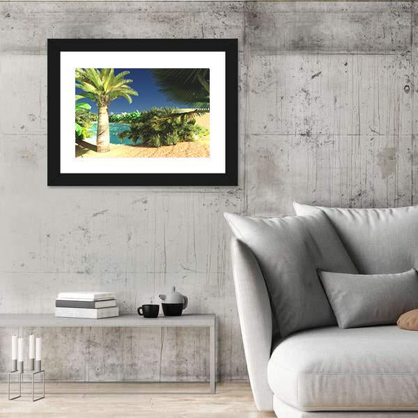 Tropical Arabic Beach Panoramic Canvas Wall Art-1 Piece-36" x 12"-Tiaracle