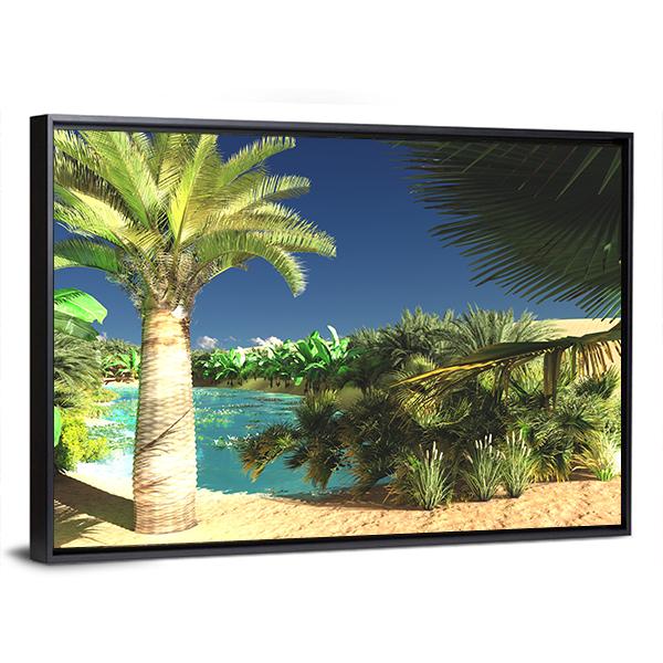 Tropical Arabic Beach Panoramic Canvas Wall Art-1 Piece-36" x 12"-Tiaracle