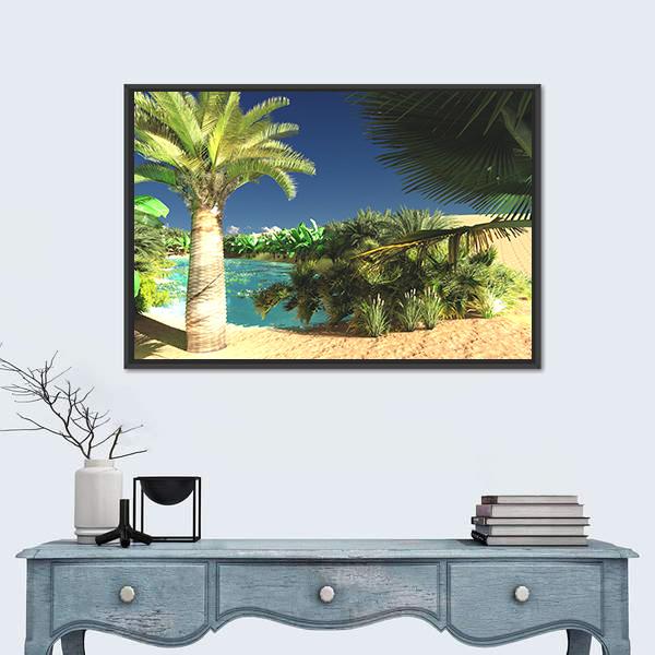 Tropical Arabic Beach Panoramic Canvas Wall Art-1 Piece-36" x 12"-Tiaracle