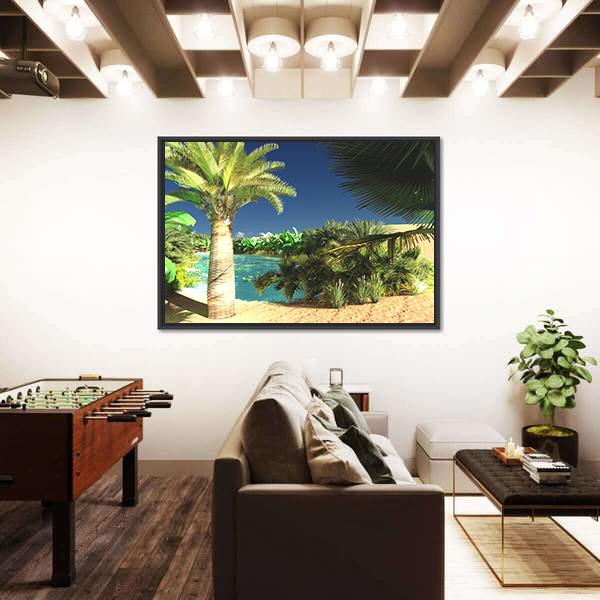 Tropical Arabic Beach Panoramic Canvas Wall Art-1 Piece-36" x 12"-Tiaracle