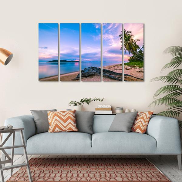 Tropical Beach And Sea At Sunrise Time Canvas Wall Art-5 Horizontal-Gallery Wrap-22" x 12"-Tiaracle